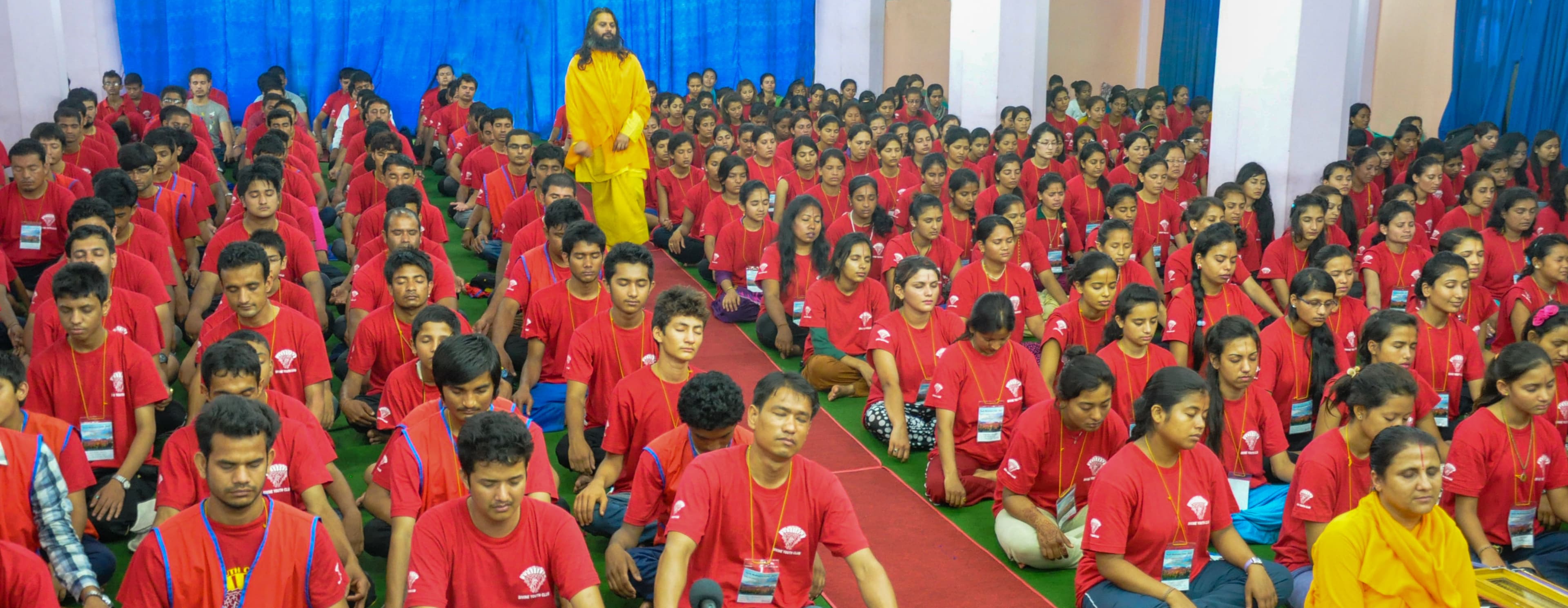 Devotional gathering at the temple